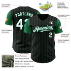 Custom Black Kelly Green Pinstripe White Authentic Two Tone Baseball Jersey