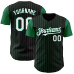 Custom Black Kelly Green Pinstripe White Authentic Two Tone Baseball Jersey