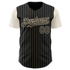 Custom Black Cream Pinstripe Cream Authentic Two Tone Baseball Jersey