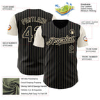 Custom Black Cream Pinstripe Cream Authentic Two Tone Baseball Jersey