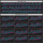 Custom Black Teal Pinstripe Pink Authentic Two Tone Baseball Jersey