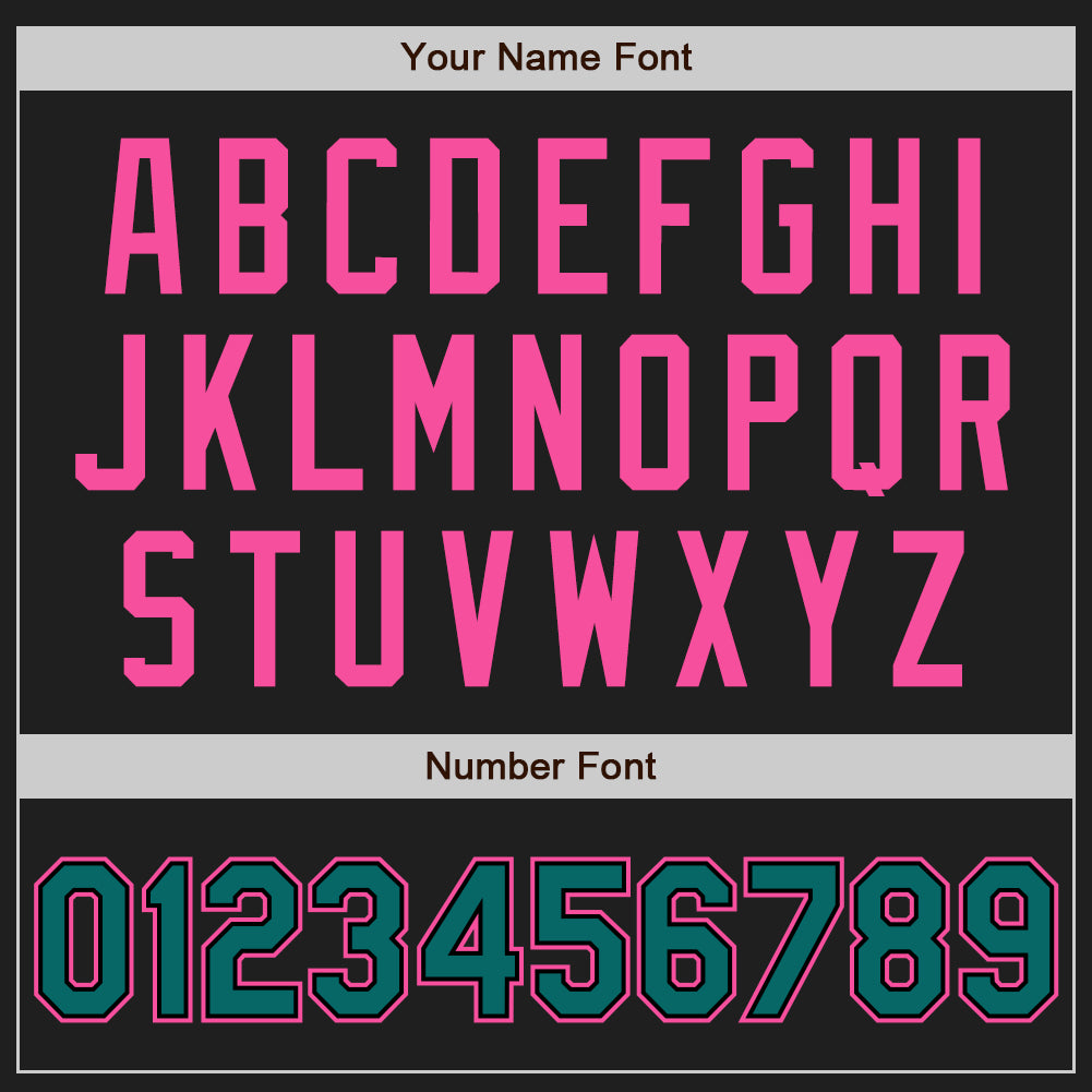 Custom Black Teal Pinstripe Pink Authentic Two Tone Baseball Jersey