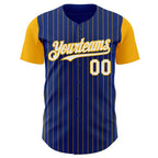 Custom Royal Gold Pinstripe White Authentic Two Tone Baseball Jersey