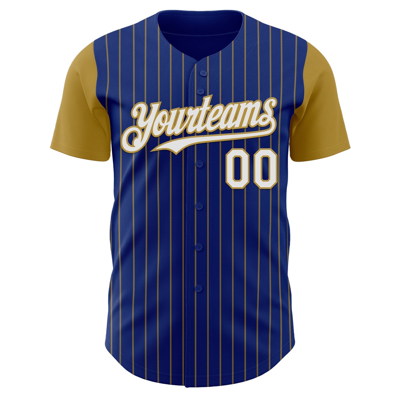 Custom Royal Old Gold Pinstripe White Authentic Two Tone Baseball Jersey