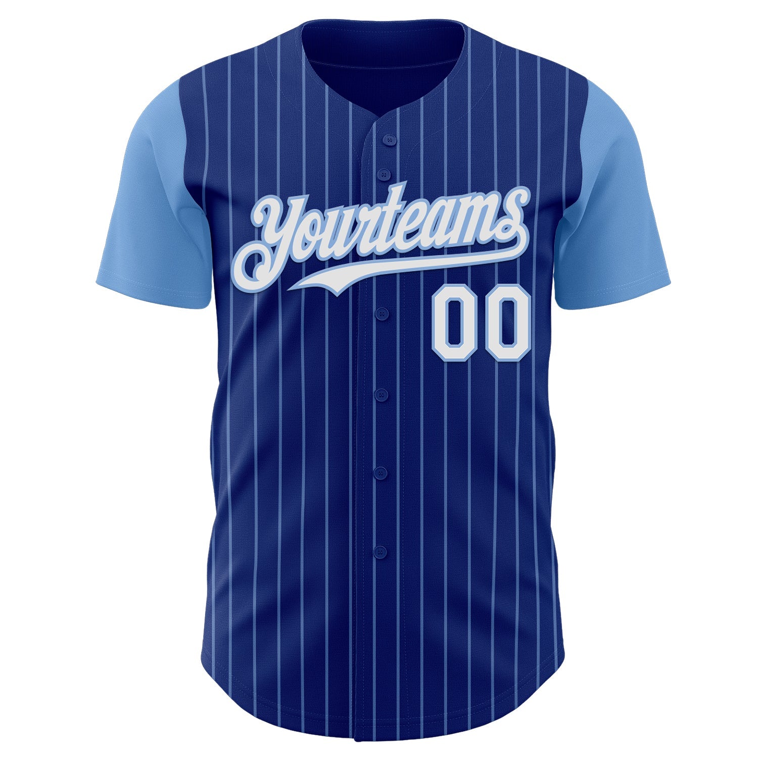Custom Royal Light Blue Pinstripe White Authentic Two Tone Baseball Jersey