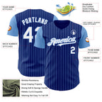 Custom Royal Light Blue Pinstripe White Authentic Two Tone Baseball Jersey