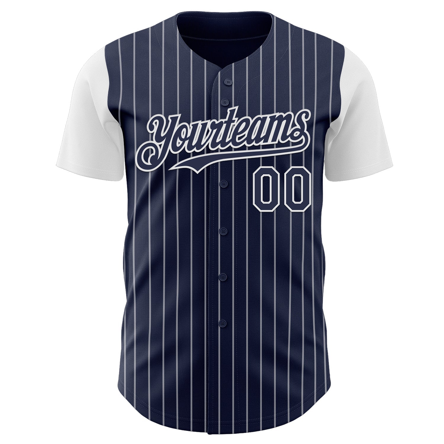 Custom Navy White Pinstripe White Authentic Two Tone Baseball Jersey
