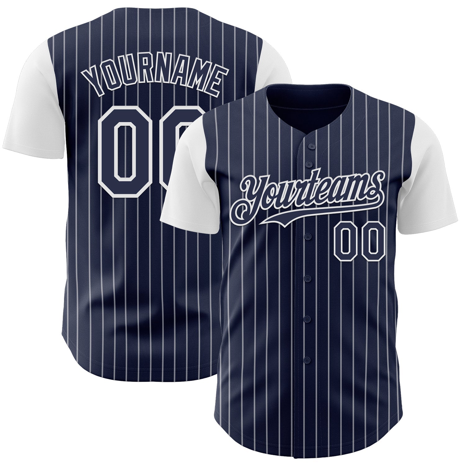 Custom Navy White Pinstripe White Authentic Two Tone Baseball Jersey