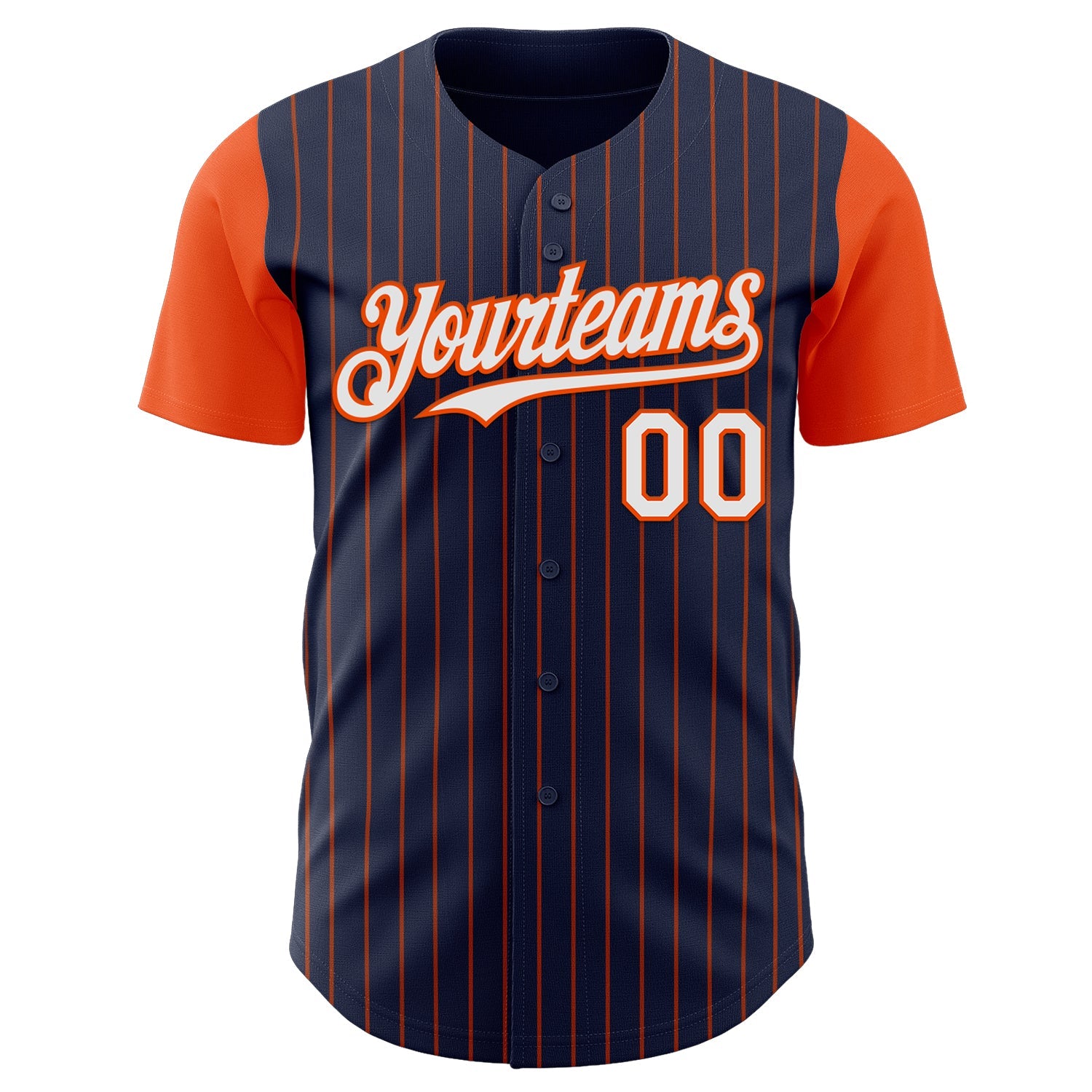 Custom Navy Orange Pinstripe White Authentic Two Tone Baseball Jersey