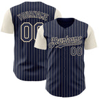 Custom Navy Cream Pinstripe Cream Authentic Two Tone Baseball Jersey