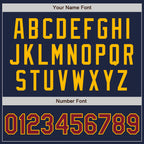 Custom Navy Crimson Pinstripe Gold Authentic Two Tone Baseball Jersey