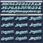 Custom Navy Teal Pinstripe White Authentic Two Tone Baseball Jersey