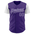Custom Purple White Pinstripe White Authentic Two Tone Baseball Jersey
