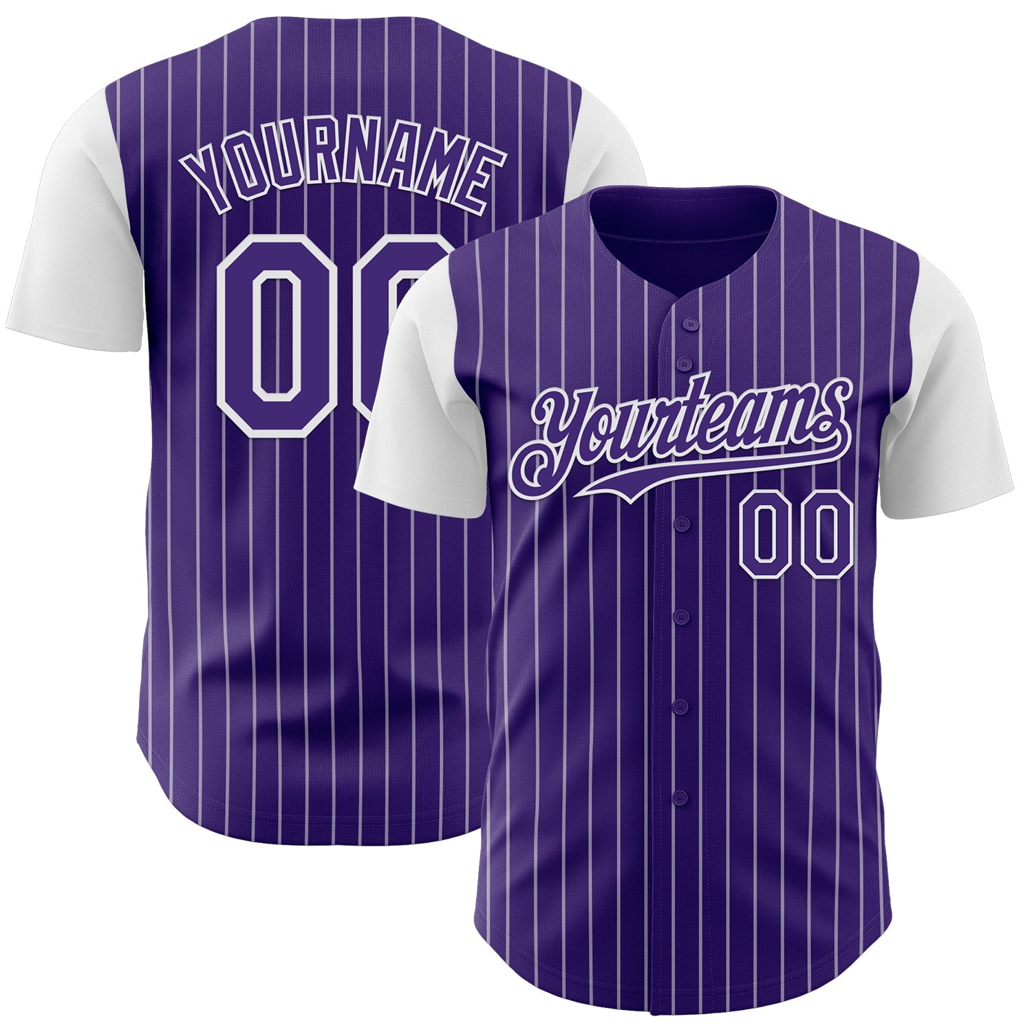 Custom Purple White Pinstripe White Authentic Two Tone Baseball Jersey
