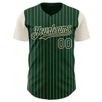 Custom Green Cream Pinstripe Cream Authentic Two Tone Baseball Jersey