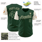 Custom Green Cream Pinstripe Cream Authentic Two Tone Baseball Jersey