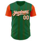 Custom Kelly Green Orange Pinstripe White Authentic Two Tone Baseball Jersey