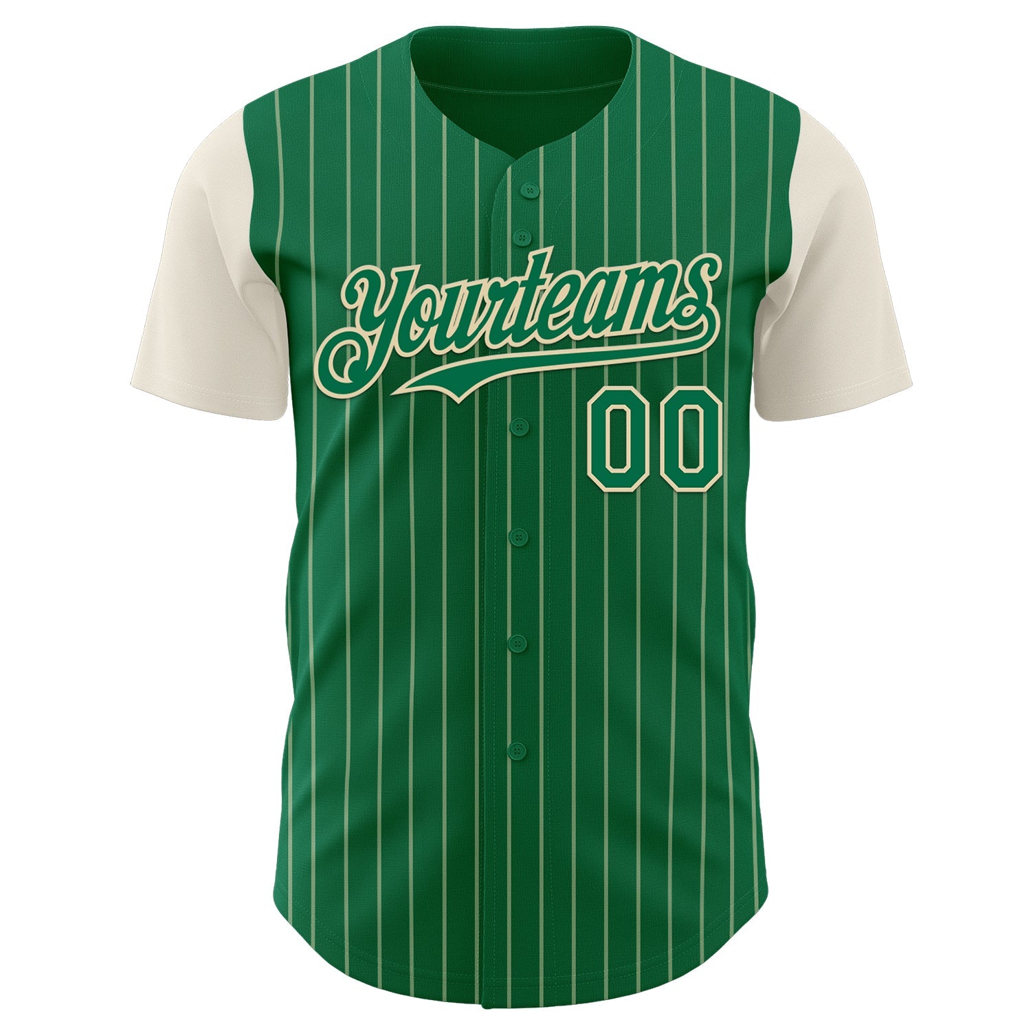 Custom Kelly Green Cream Pinstripe Cream Authentic Two Tone Baseball Jersey