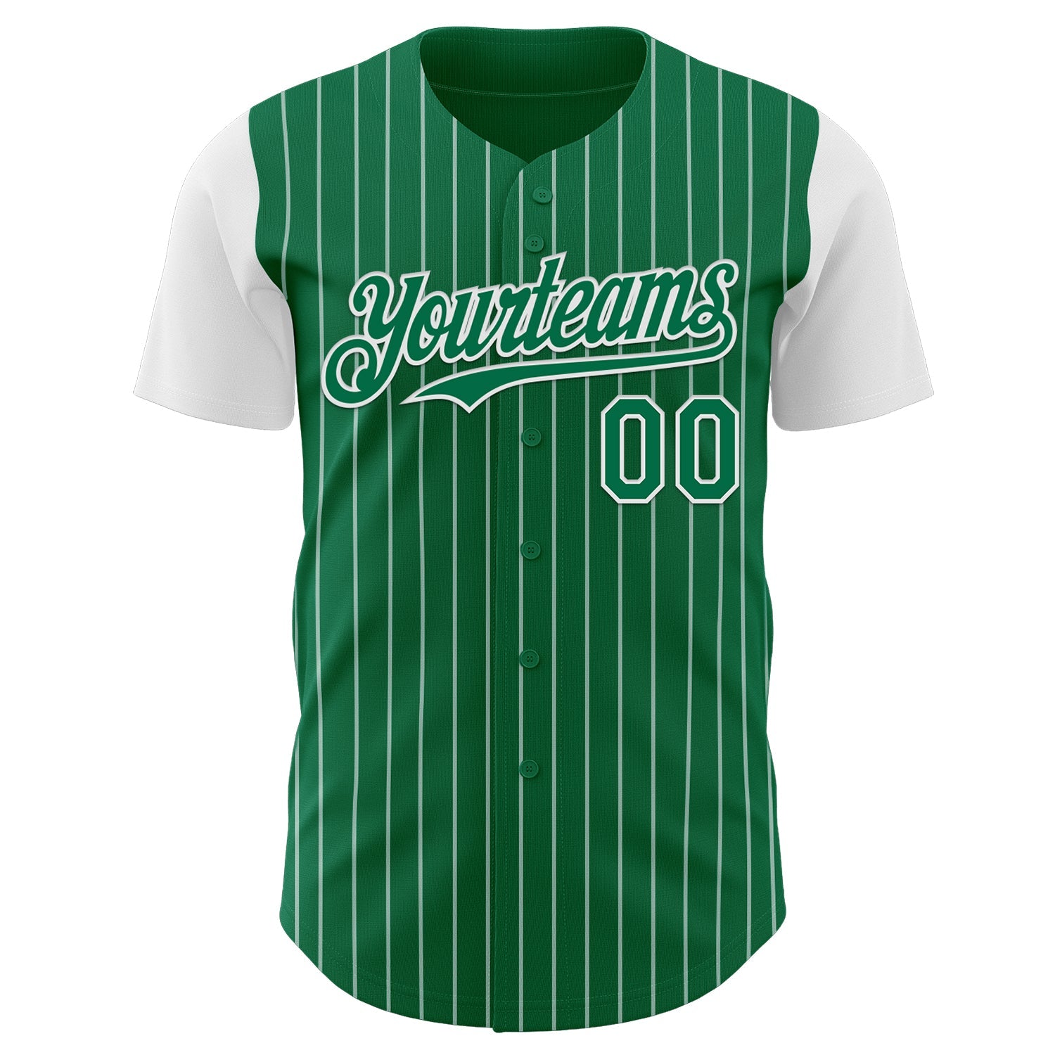 Custom Kelly Green White Pinstripe White Authentic Two Tone Baseball Jersey
