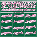 Custom Kelly Green Pink Pinstripe White Authentic Two Tone Baseball Jersey