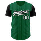 Custom Kelly Green Black Pinstripe White Authentic Two Tone Baseball Jersey