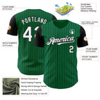 Custom Kelly Green Black Pinstripe White Authentic Two Tone Baseball Jersey