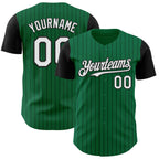 Custom Kelly Green Black Pinstripe White Authentic Two Tone Baseball Jersey