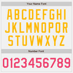 Custom White Neon Pink Aqua-Gold Authentic Two Tone Baseball Jersey