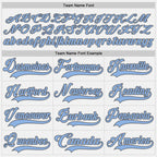 Custom White Light Blue-Steel Gray Hockey Lace Neck Jersey