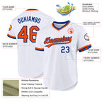 Custom White Orange-Royal Authentic Throwback Baseball Jersey