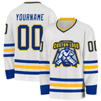 Custom White Royal-Gold Hockey Jersey