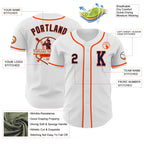 Custom White Navy-Orange Authentic Baseball Jersey