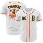 Custom White Green-Orange Authentic Baseball Jersey