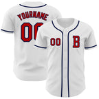 Custom White Red-Navy Authentic Baseball Jersey
