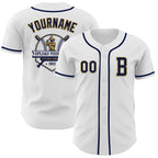 Custom White Navy-Old Gold Authentic Baseball Jersey