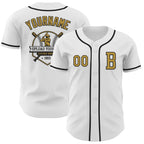 Custom White Old Gold-Black Authentic Baseball Jersey