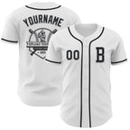 Custom White Black-Gray Authentic Baseball Jersey
