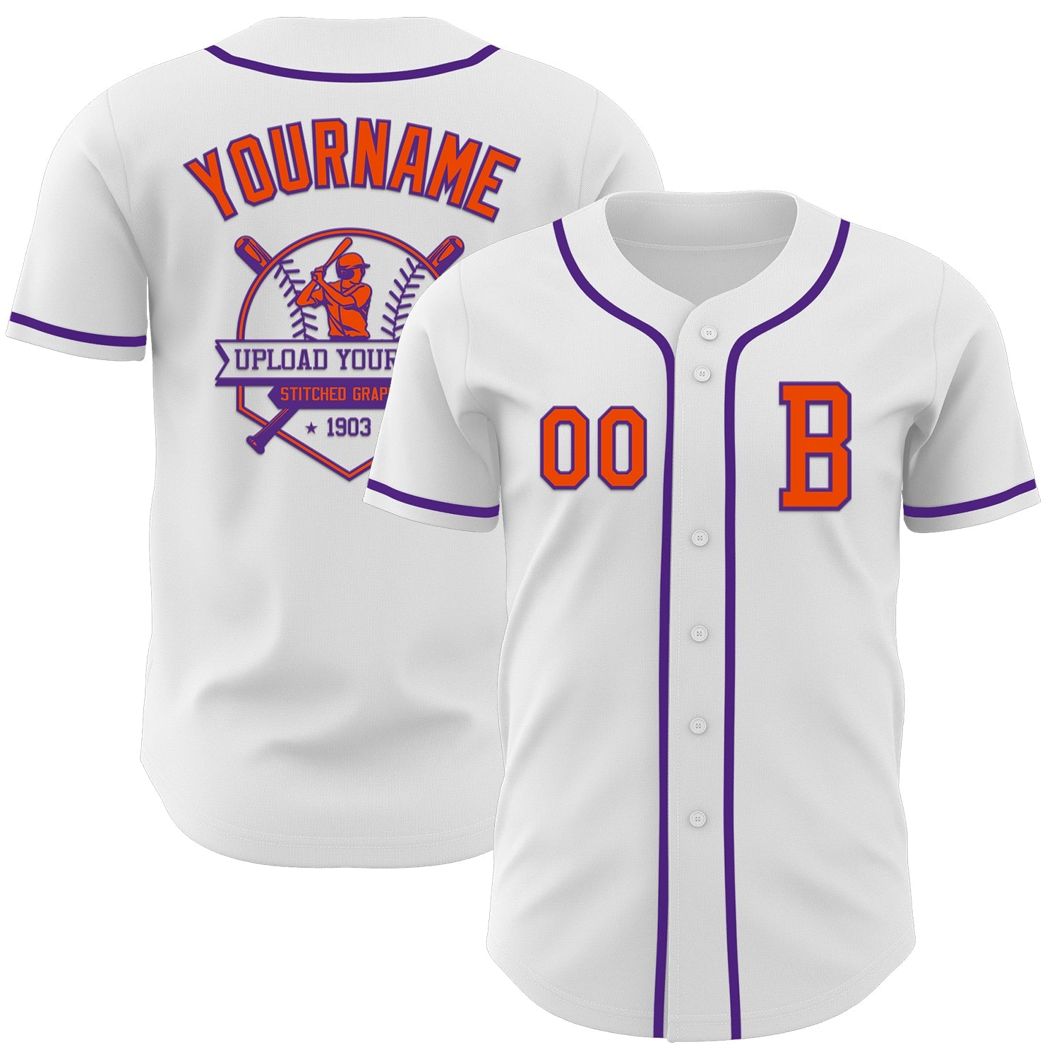 Custom White Orange-Purple Authentic Baseball Jersey