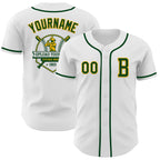 Custom White Green-Gold Authentic Baseball Jersey