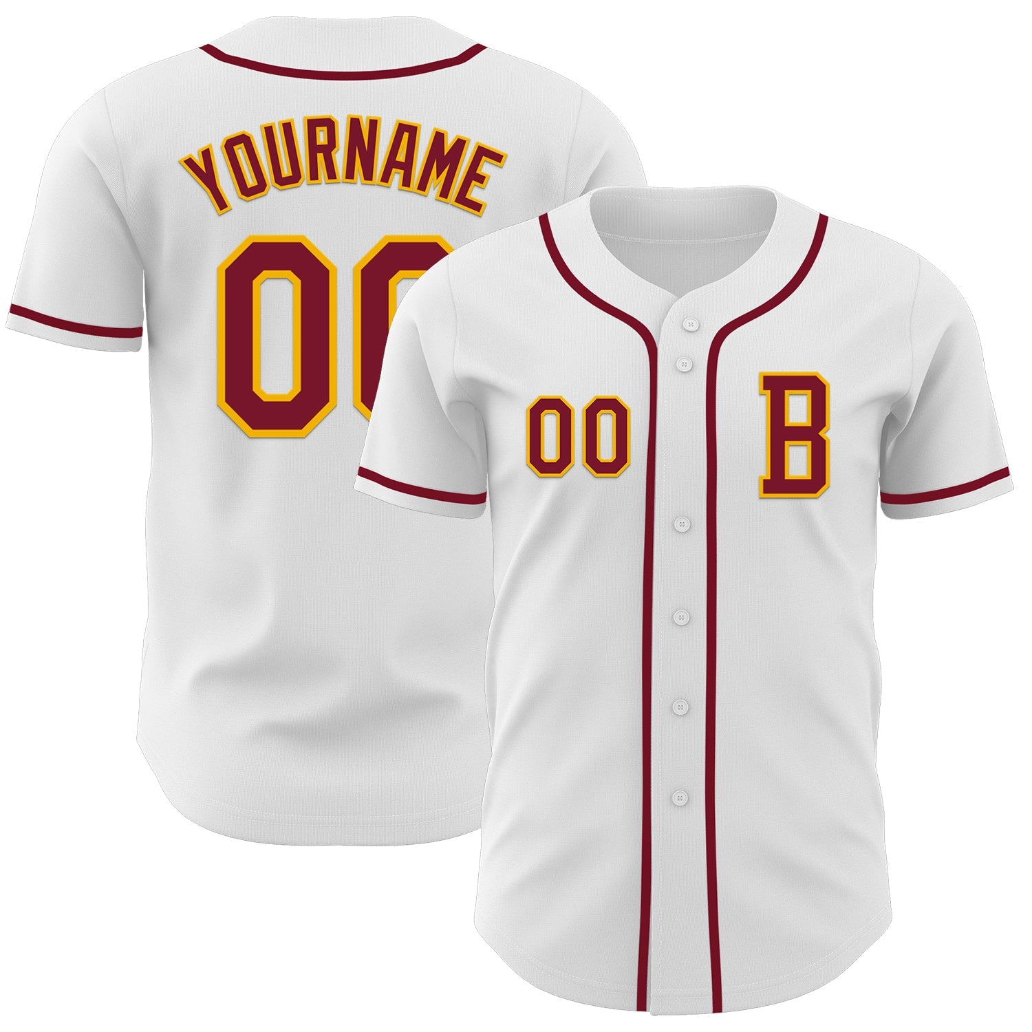 Custom White Crimson-Gold Authentic Baseball Jersey