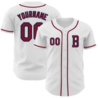 Custom White Crimson-Navy Authentic Baseball Jersey