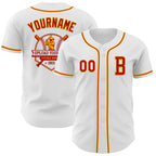 Custom White Red-Gold Authentic Baseball Jersey