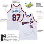 Custom White Royal-Orange Authentic Throwback Basketball Jersey