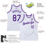 Custom White Purple Authentic Throwback Basketball Jersey