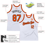 Custom White Orange-Black Authentic Throwback Basketball Jersey
