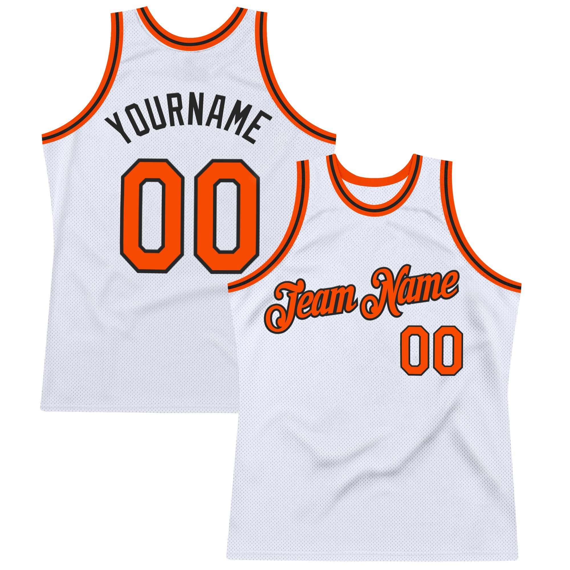 Custom White Orange-Black Authentic Throwback Basketball Jersey