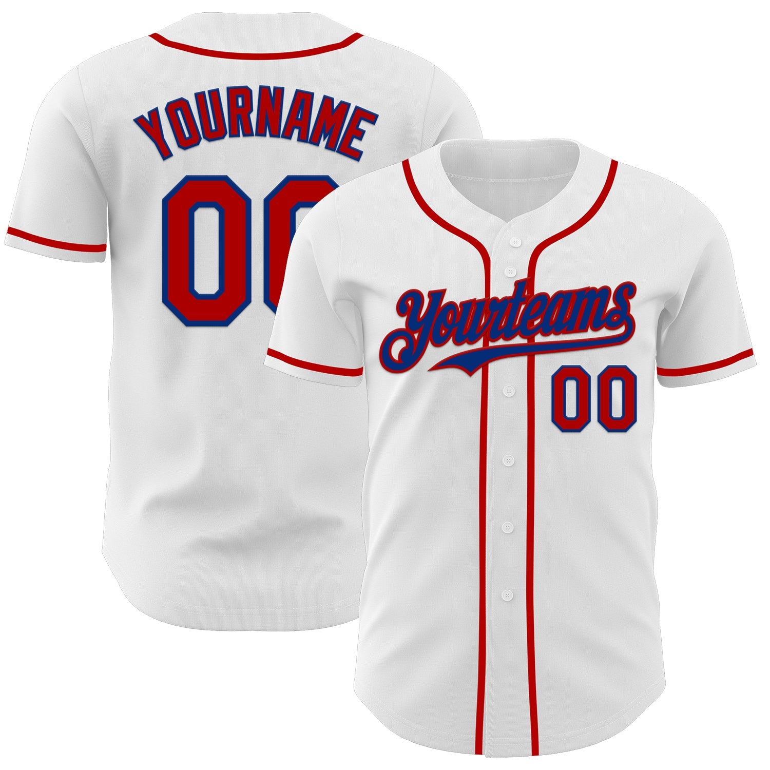 Custom White Red-Royal Authentic Baseball Jersey