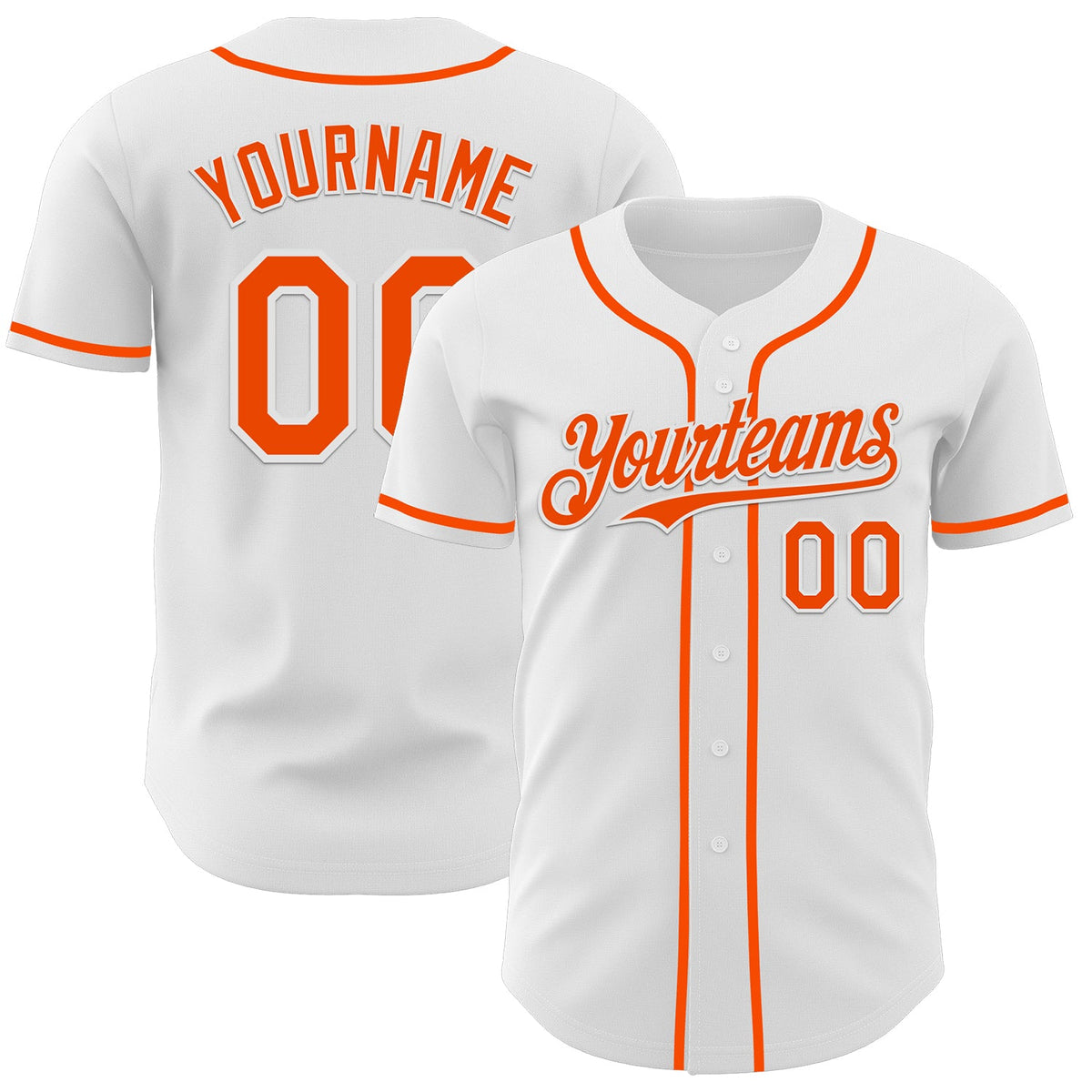 Custom White Orange Authentic Baseball Jersey