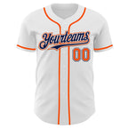 Custom White Orange-Navy Authentic Baseball Jersey