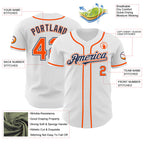 Custom White Orange-Navy Authentic Baseball Jersey